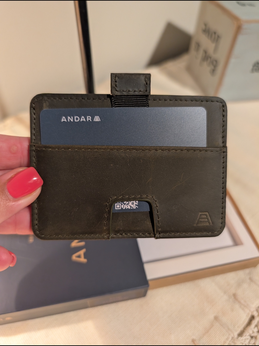 Andar Olive Green Leather Card & Key Holder